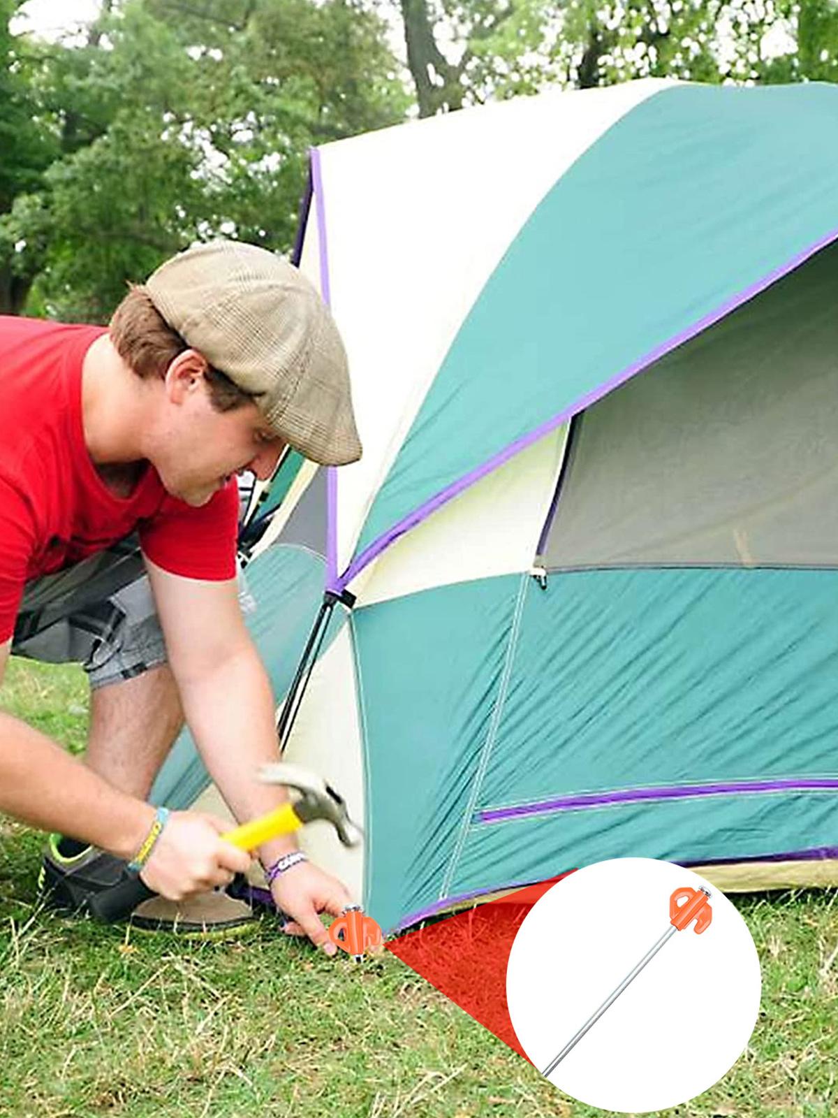 Cheap Goat Tents 21cm Portable Tent Pegs Iron Pipe Material Garden Stakes Heavy Camping Duty Tent Hammock Accessories Ground Nail Cord N3T7   